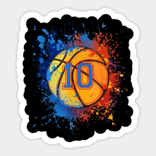 10 Years Old 10th Birthday Basketball For Boys Party Sticker